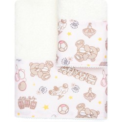 Πετσέτες Σετ 2ΤΜΧ Baby Toys  Εκρού-Ροζ