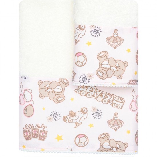 Πετσέτες Σετ 2ΤΜΧ Baby Toys Εκρού-Ροζ Πετσέτες Σετ 2ΤΜΧ Baby Toys Εκρού-Ροζ