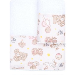Πετσέτες Σετ 2ΤΜΧ Baby Toys Λευκό-Ροζ