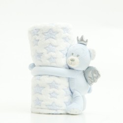 Κουβέρτα Αγκαλιάς Σετ Κουκλάκι Angel Bear Γαλάζιο  75 x 100 cm