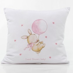 Μαξιλάρι Διακοσμητικό Printed Sweet Dreams Baby Λευκό-Ροζ  45 x 45 cm