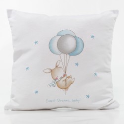 Μαξιλάρι Διακοσμητικό Printed Sweet Dreams Baby Λευκό-Σιέλ  45 x 45 cm